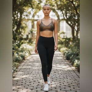 Athleta‎ Strappy Sports Bra Metallic Bronze Shimmer Low Impact Women’s small
